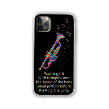 Psalm 98:6 Trumpet Phone Case #black background