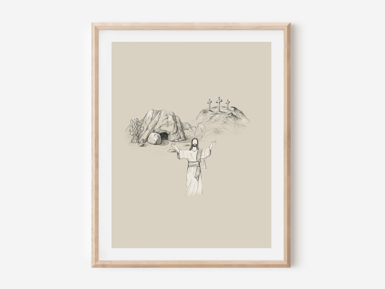 Resurrection of Jesus Christ, empty tomb of Jesus, the three crosses on Calvary Poster Print #4