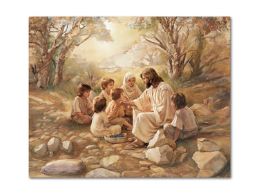 Jesus teaching children Poster Print