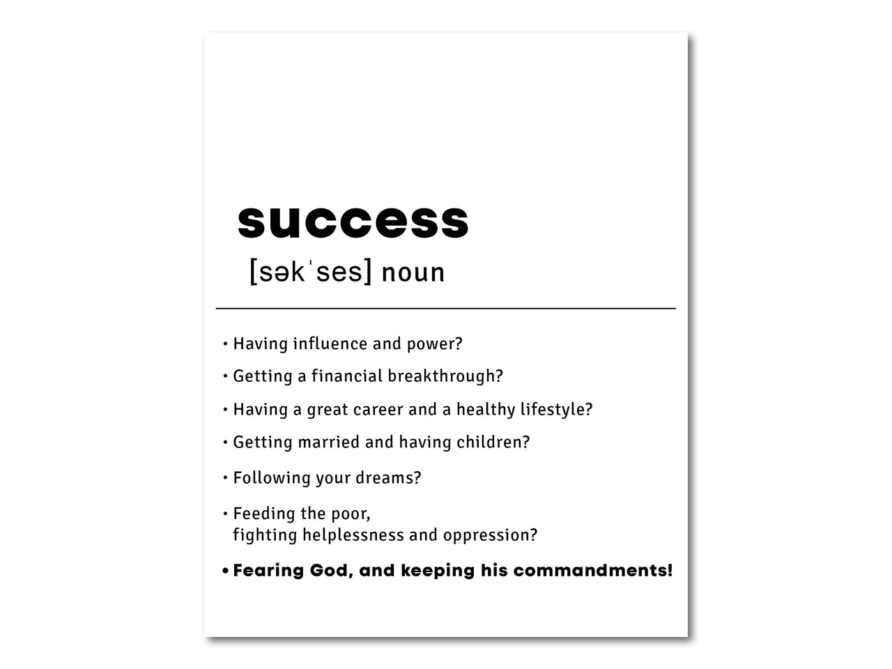 Bible Dictionary - Meaning of Success Poster Print