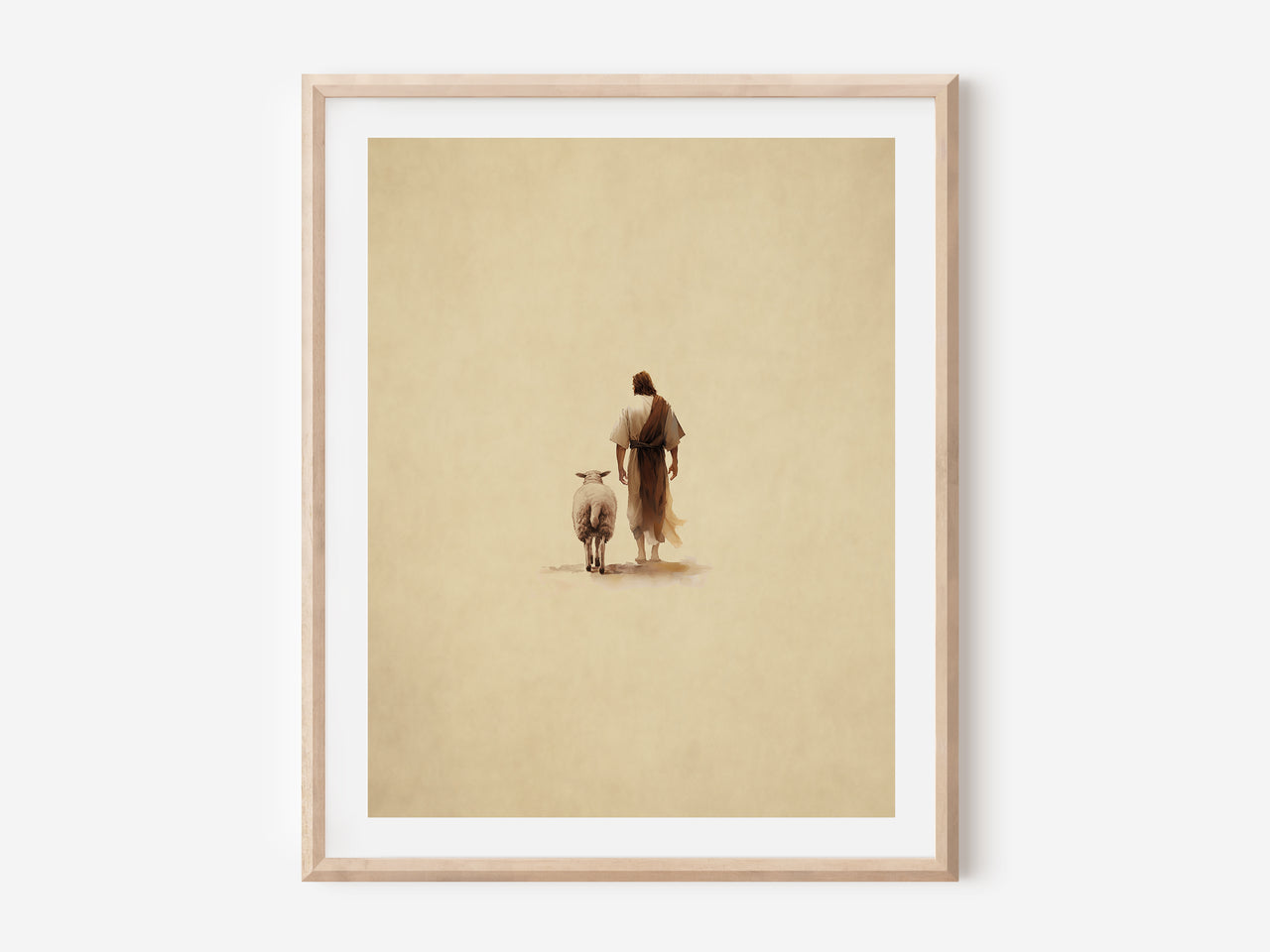 Jesus Christ returns with the lost sheep Poster Print