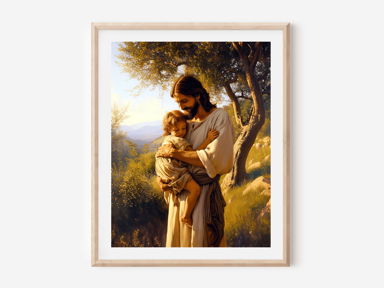 Jesus Christ hugging a child Poster Print