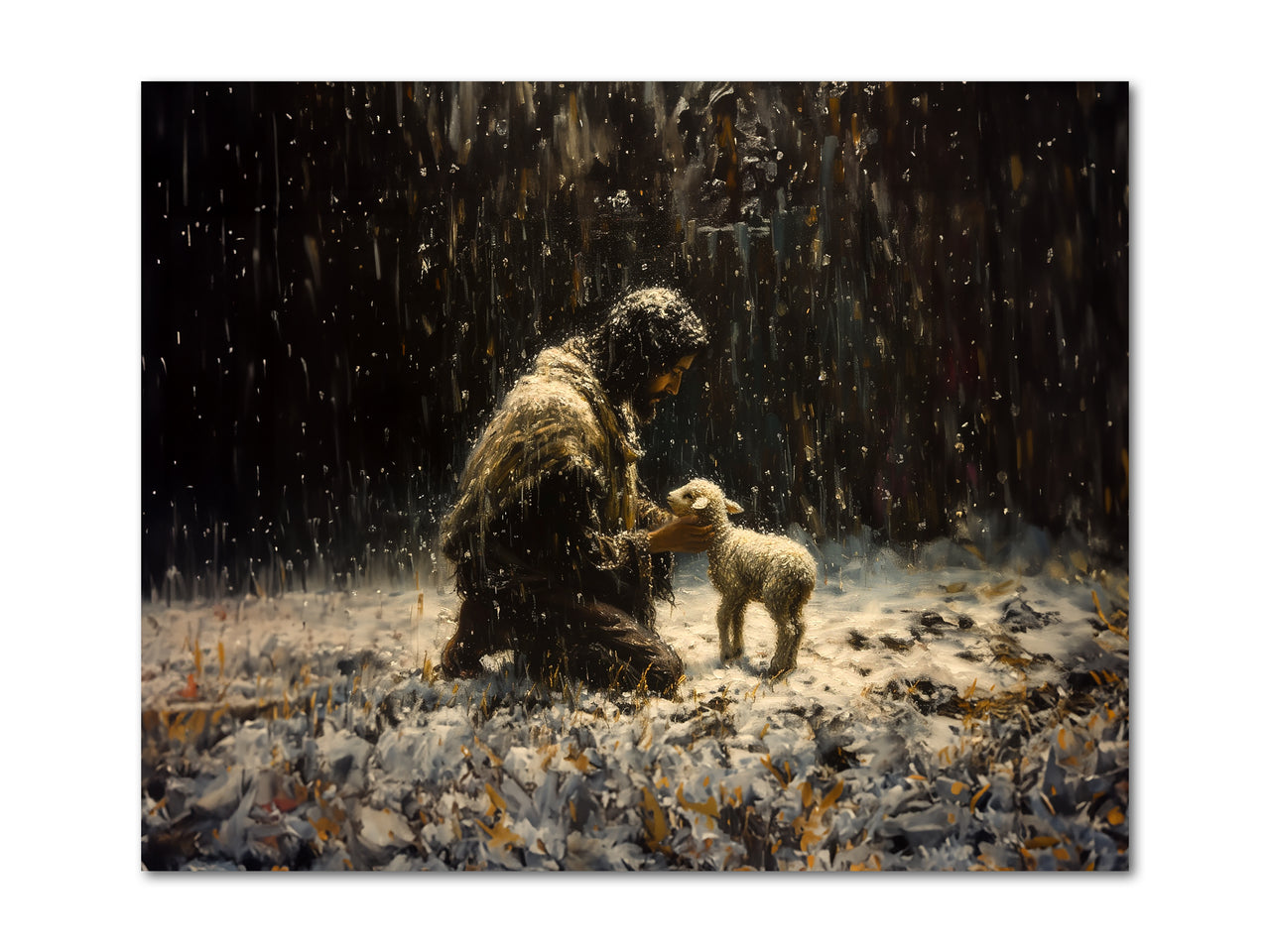 Jesus Christ finds the lost lamb Poster Print