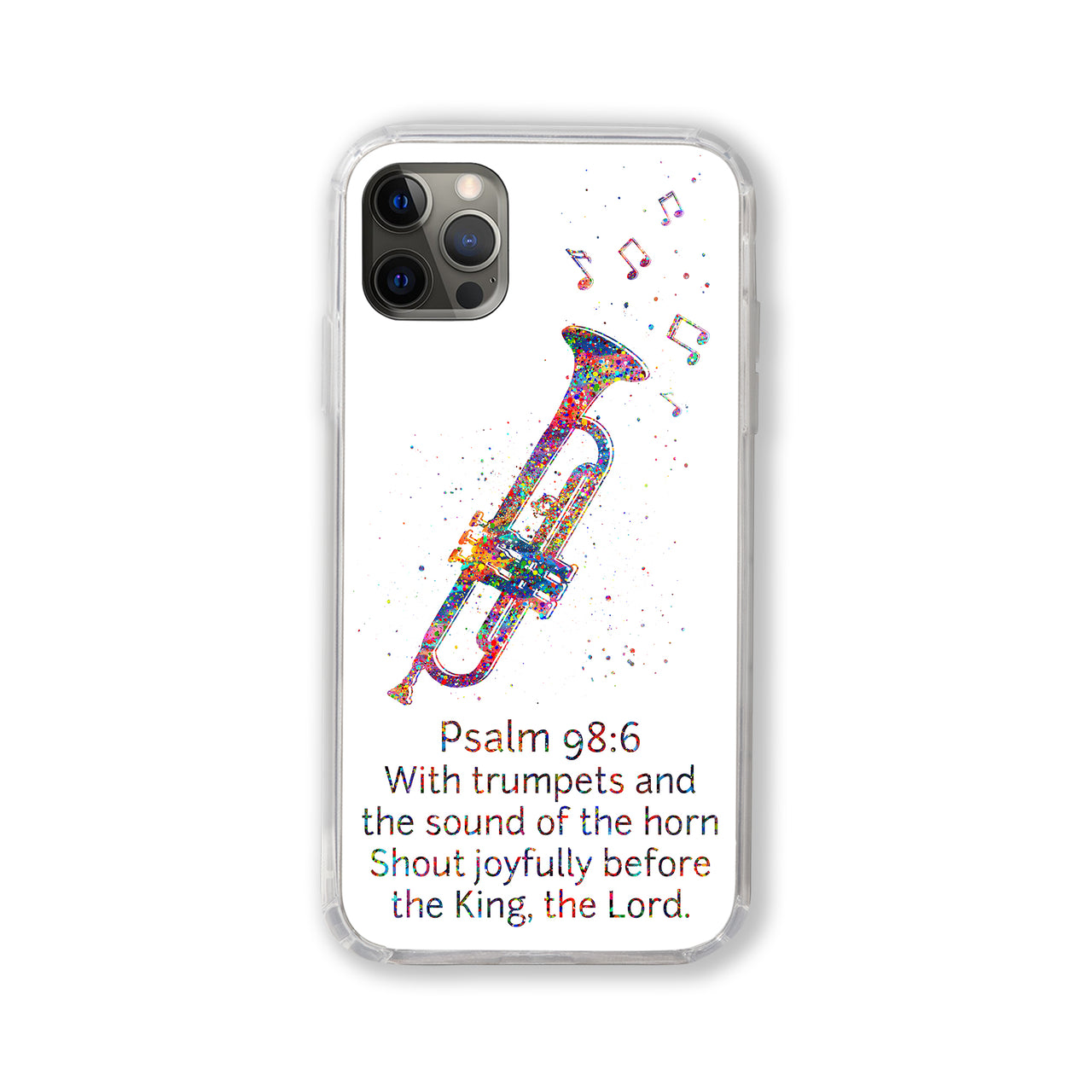 Psalm 98:6 Trumpet Phone Case #white background