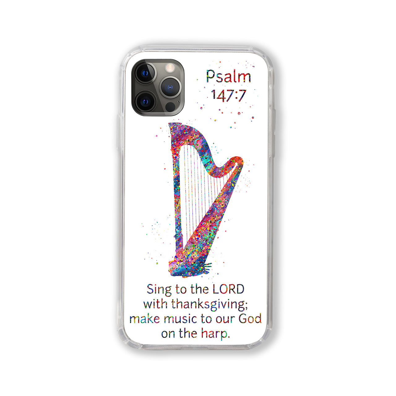 Psalm 147:7 Harp Phone Case #white background