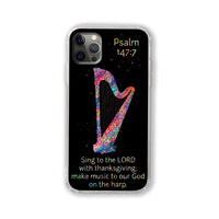 Thumbnail for Psalm 147:7 Harp Phone Case #black background