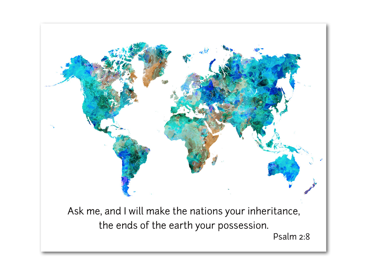 Psalm 2:8 World Map Digital download printable art #3