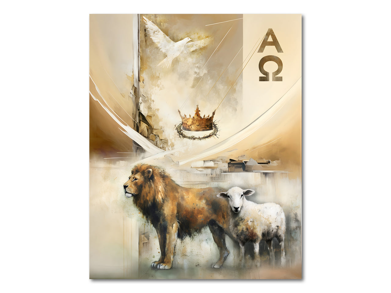 The Lion and The Lamb and The Dove Symbols Poster Print