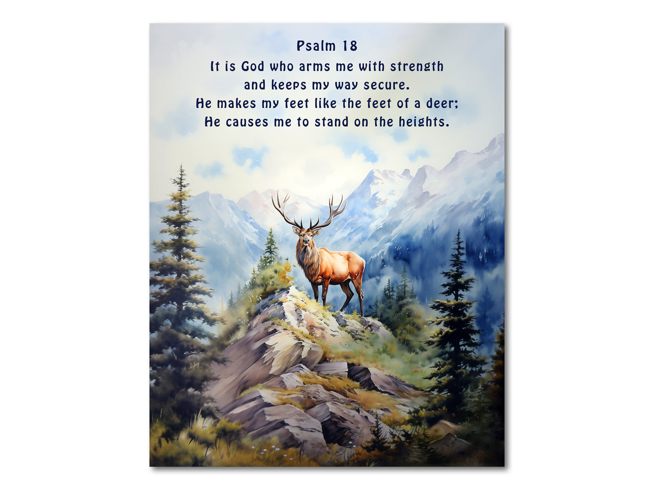 He makes my feet like the feet of a deer (Psalm 18) Poster Print