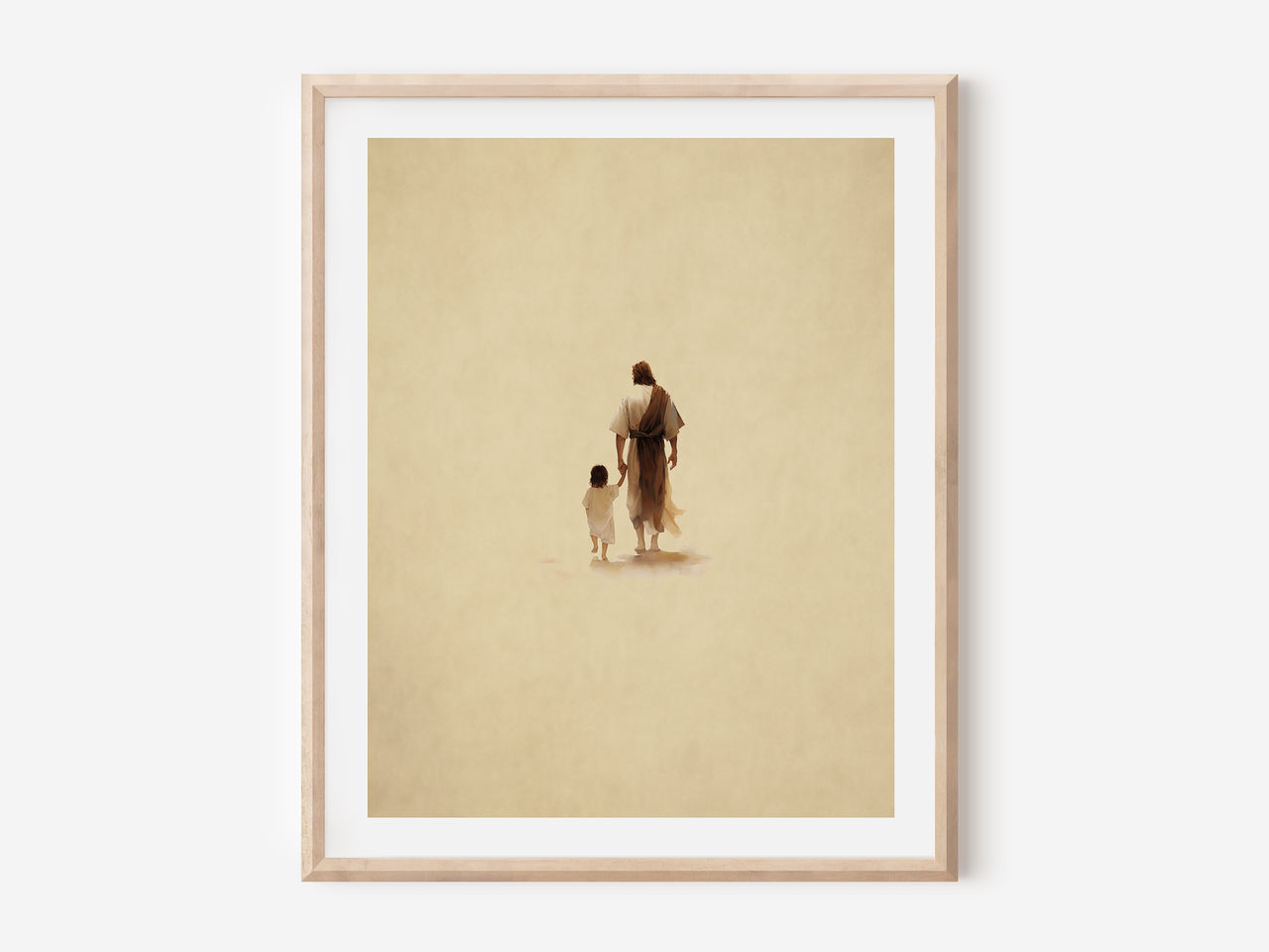 Jesus walking with a child Poster Print #3