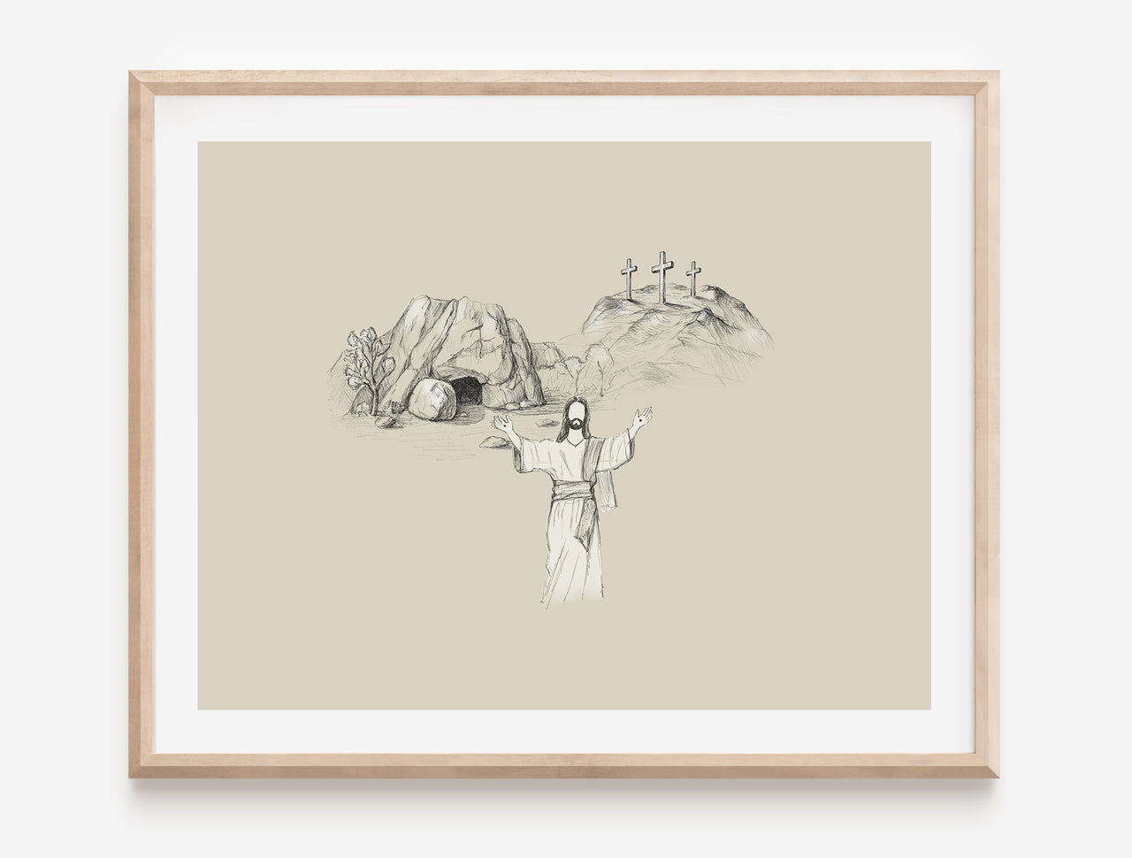 Resurrection of Jesus Christ, empty tomb of Jesus, the three crosses on Calvary Poster Print #4