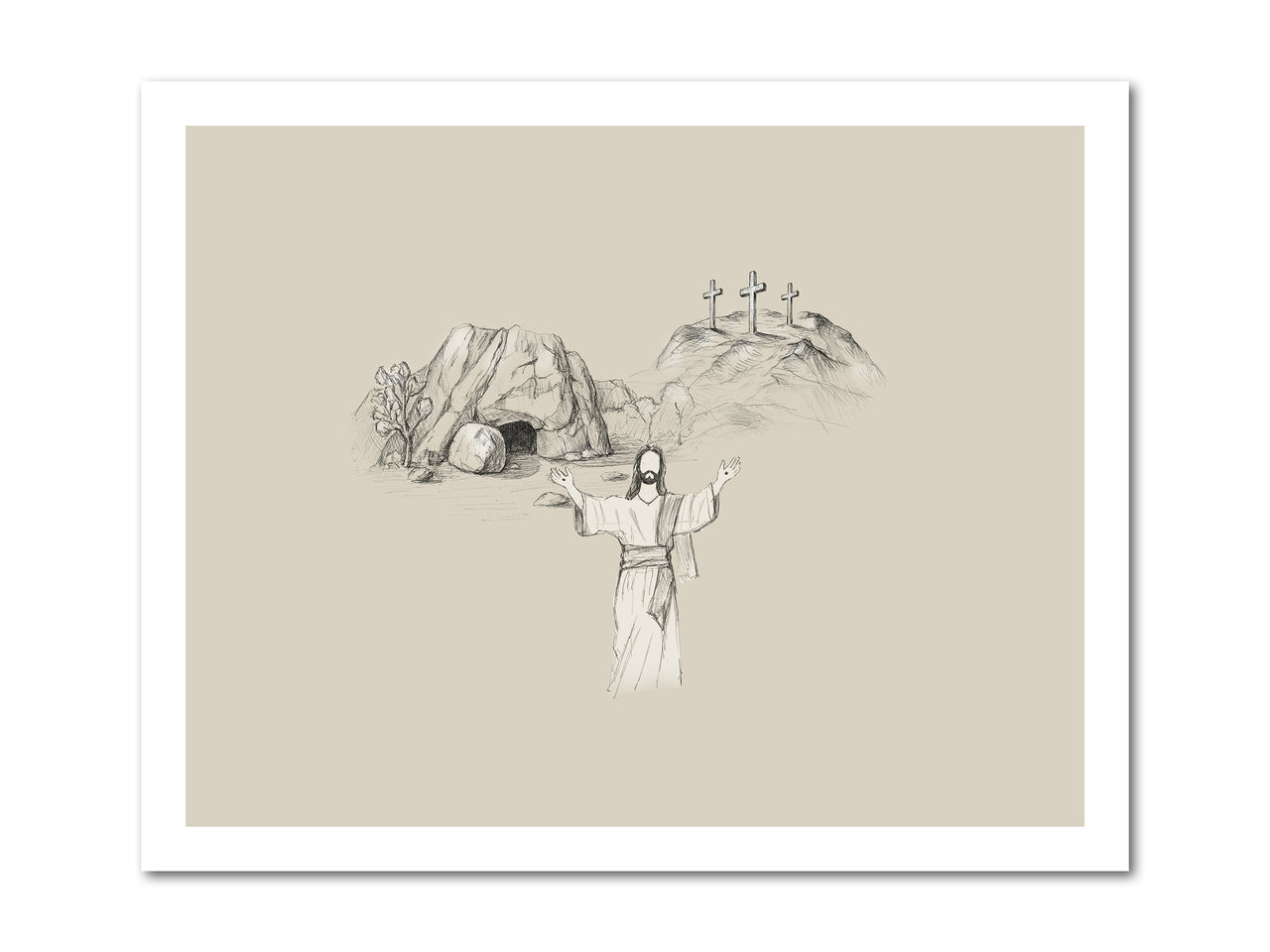 Resurrection of Jesus Christ, empty tomb of Jesus, the three crosses on Calvary Poster Print #4