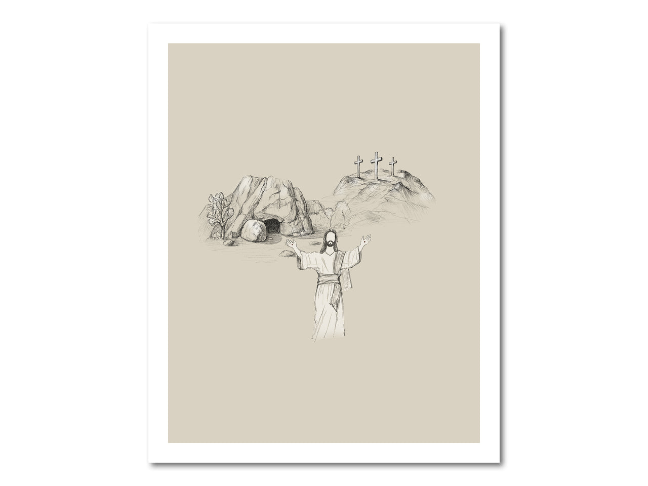 Resurrection of Jesus Christ, empty tomb of Jesus, the three crosses on Calvary Poster Print #4