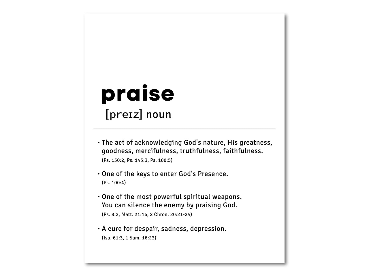 Bible Dictionary - Meaning of Praise Digital download printable art