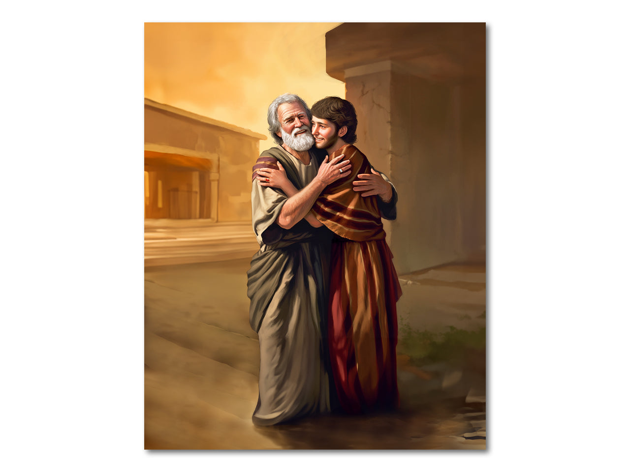 The prodigal son with the best robe and ring in his father's hug (Luke 15) Digital download printable art