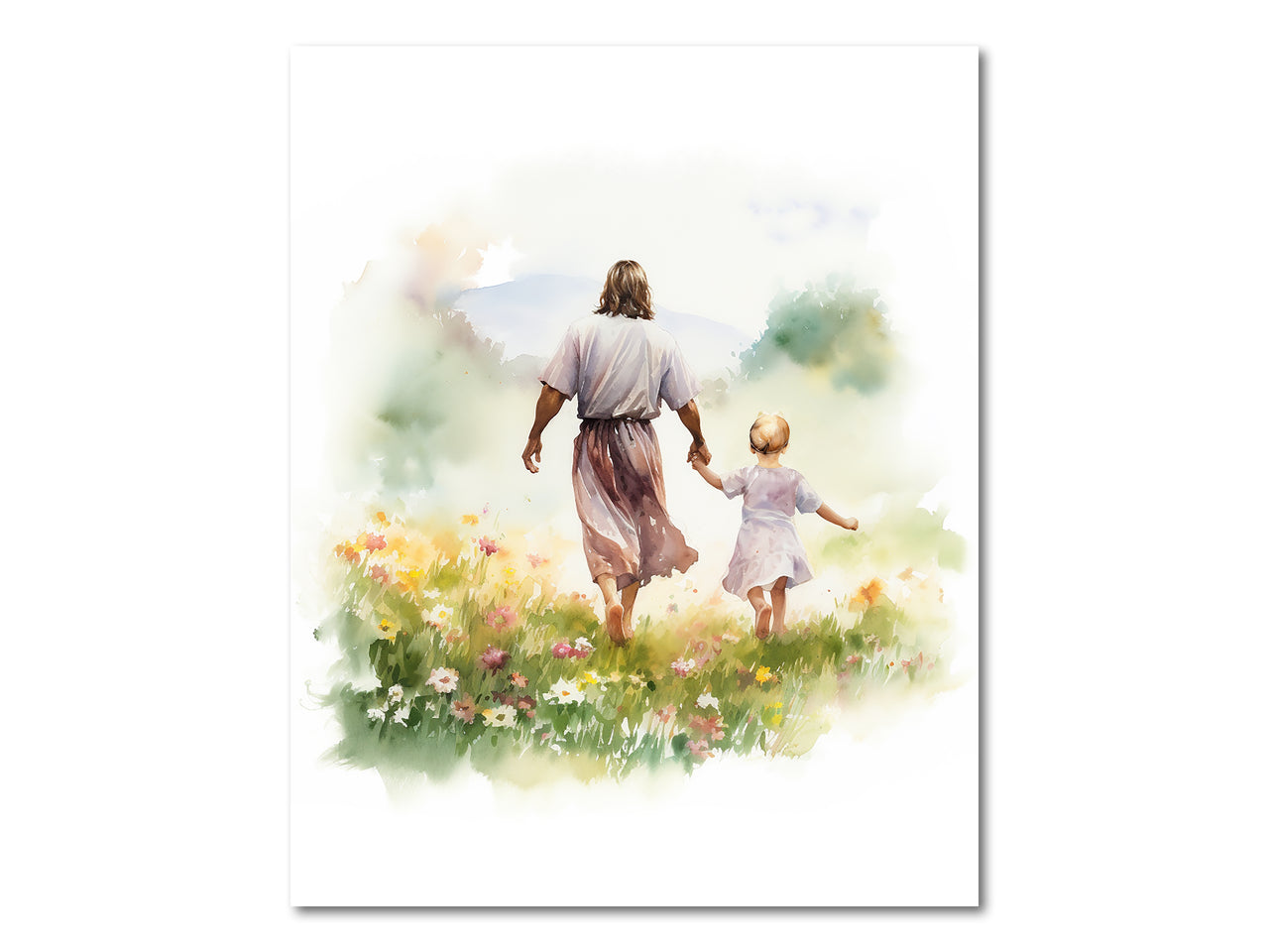 Jesus walking with a child Digital download printable art #1