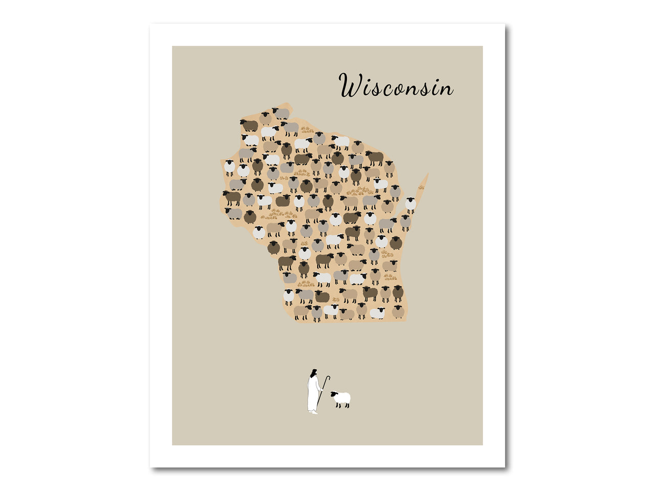 Wisconsin state Parable of the Lost Sheep Digital download printable art